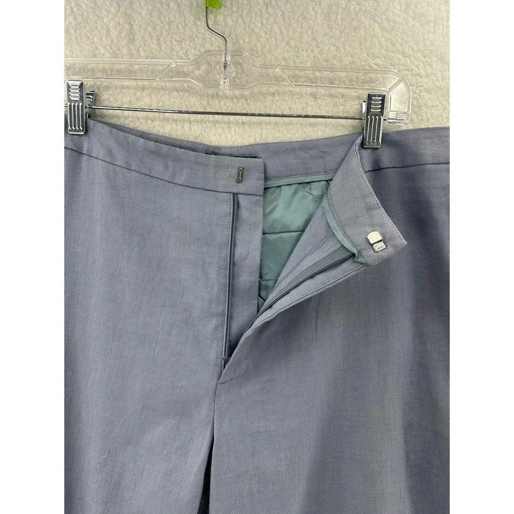 Banana Republic Wide Leg Pants Womens 14 Blue Excellent Linen Blend Stretch